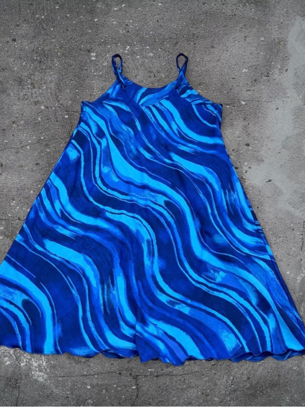 blue swirl slip dress size XL abstract y2k grunge beach aesthetic